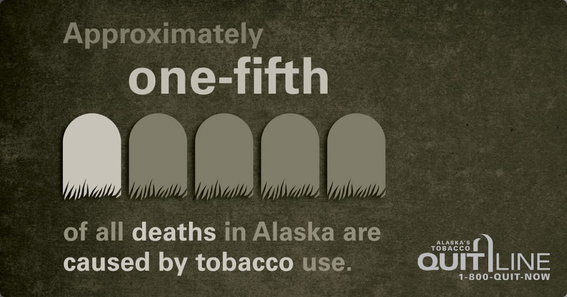 Approximately one-fifth of all deaths in Alaska are caused by tobacco use.