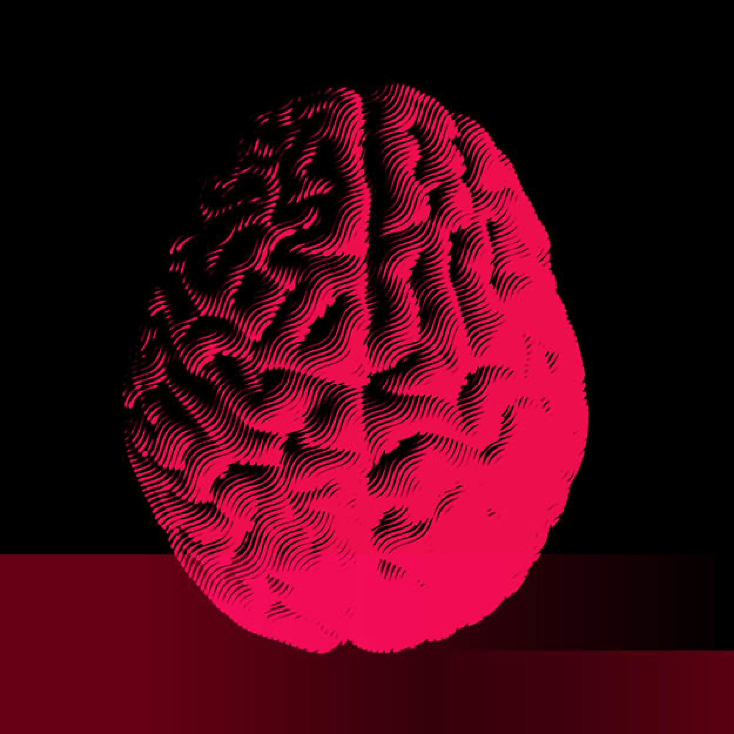 Brain shaded in red and black